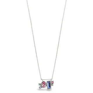 Silberkette ELLI "Halskette Pink Blau 925 Sterling Silber, mit Kristallen von Swarovski" Gr. 42, silber, Halsketten, Damen, Silber 925 (Sterlingsilber), Silberkette