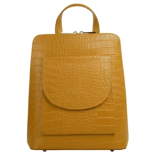 Cityrucksack CLUTY, Damen, Gr. B/H/T: 28cm x 23cm x 8cm, onesize, gelb, Leder, Rindsleder, Rucksäcke Cityrucksack, echt Leder, Made in Italy