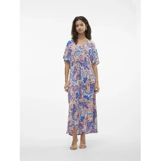 Vero Moda Menny Kurzarm Langes Kleid - Silver Lining / Aop Hayda - M