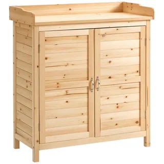 Gartenschrank - Außenschrank zur Aufbewahrung - Metall - Wasserdicht - Doppeltür mit Einlegeboden - 83x40x92 cm - Khaki