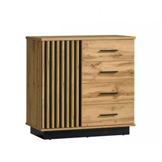 MIRJAN24 Kommode Piater 05 1D4S, Industrial Highboard, Stilvoll Sideboard, Loft Kollektion (Farbe: Wotan Eiche / Schwarz) - Beige, Schwarz