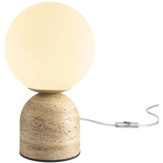 Nachttisch Leuchte Stein Beige Glas Schlafzimmer 25 cm G9 Tischlampe Wohnzimmer