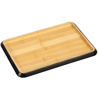 Kesper | Servierbrett | Material: Bambus - FSC®-Zertifiziert | mit BIOFA-Öl | Maße: 30, 5 x 20 x 2 cm | Farbe: Braun mit schwarzem Rand | Serviertablett Holz | 58370