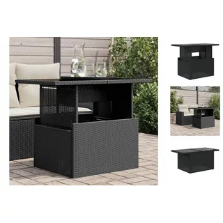 vidaXL Gartentisch mit Glasplatte Schwarz 100x55x73 cm Poly Rattan