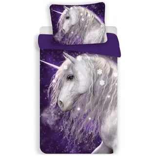EINHORN Bettbezug Baumwolle Lila 140 x 200 cm + 65 x 65 cm