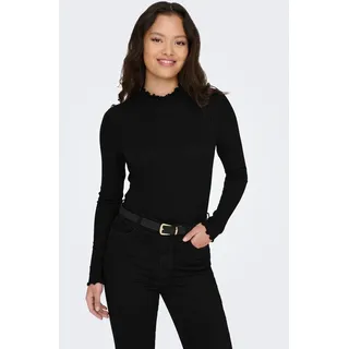 Only JDY Damen, Dünnes Langarm Shirt Basic Rundhals, Stehkragen Longsleeve Stretch Oberteil JDYFRANSISKA, Farben:Schwarz, Größe:M