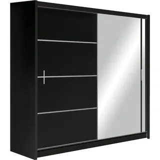 Kleiderschrank VISTA 203 Schrank mit Spiegel Schwebetürenschrank (SCHWARZ) - Schwarz