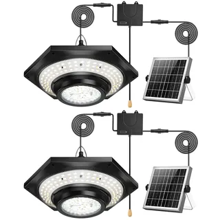 FabStyl Solarlampen für Außen Hängend mit Zugschalter, 4400mAh Solar Lampe Outdoor Pendelleuchte, IP65 Wasserdicht für Garten Garage Pavillon Balkon Terrasse (2 Stück)