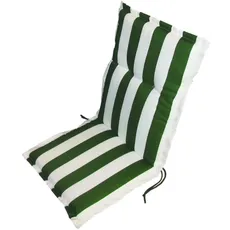 VERDELOOK Niederlehner Auflage mit Volant für Sessel mit Bändern, 90 x 48 x 5 cm, weiß und grün gestreift