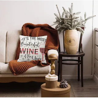 queence Dekokissen »Wonderful Wine« Dekokissen mit HD Premium Druck Weihnachten, weiß