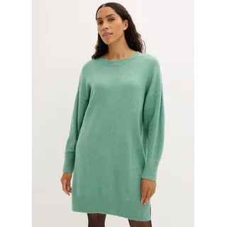 bonprix Sweatkleid "Oversize-Strickkleid" aus Materialmix, Oversize Passform, knielang, mit Seitenschlitzen, salbeigrün