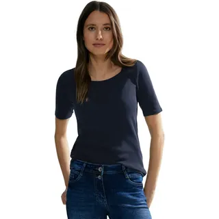 Cecil Damen Style Lena Basic T-Shirt Baumwolle, Universal Blue, XS EU