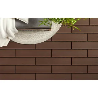 Terrassendiele , Dunkelbraun , Kunststoff , 13.4x3.3x59.2 cm , Fsc, Bsci, DIN EN ISO 14001, DIN EN ISO 9001 , witterungsbeständig, riss- und splitterfrei , Teppiche und Böden, Terrassenböden & Balkonböden, Terrassenfliesen