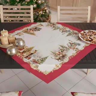 PETTI Artigiani Italiani - Weihnachts-Tischläufer, Tischläufer für die Küche, Weihnachten, Tischläufer 90 x 90 cm, Vintage-Mitteldecke Xmas, 100 % Made in Itay