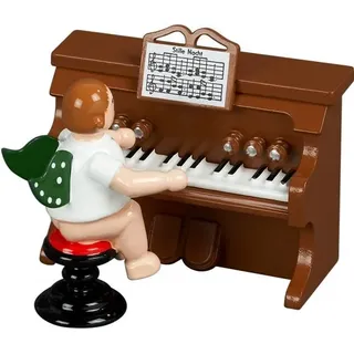 Holzfigur Engel am Harmonium ohne Krone Höhe 6cm NEU Holzengel Cherub Gottesbote