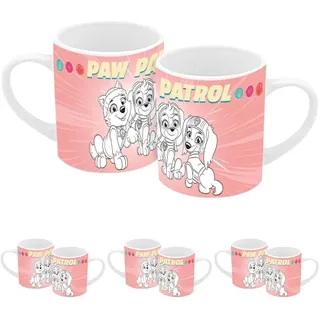 Ausmaltasse Paw Patrol Girl Pup Power 250ml, Kindertasse, Tasse, Keramik, Anmalbar, DIY, Chase, Skye, Marshall, Everest, Liberty, zum Ausmalen (Packung mit 4)