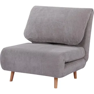 Fortuna Lai 2-in-1 Schlafsofa, Schlafsessel, verstellbar Klappmatratze, Gästebett, Klappbett, Cord-Optik für Schlafzimmer, Wohnzimmer, Hellgrau - Hellgrau