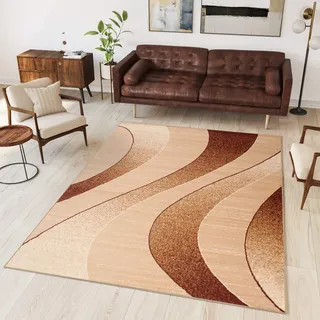 TAPISO Dream Teppich Wohnzimmer Modern Wellen Streifen Beige Hellbraun Creme Leicht Meliert Schlafzimmer Esszimmer Gästezimmer ÖKOTEX 250 x 300 cm