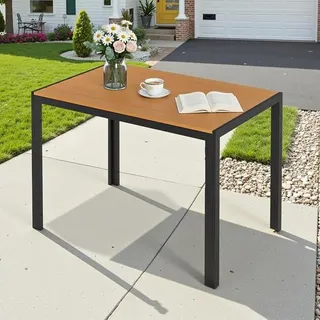 Gartentisch Wetterfest 110x70 cm, Balkontisch aus Aluminium & WPC | Rechteckiger Terrassentisch, pflegeleicht und langlebig, Tisch Balkon für 6 Personen, Silber Grau