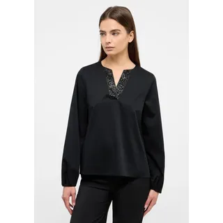 Eterna Damen Satin Shirt Bluse in schwarz unifarben