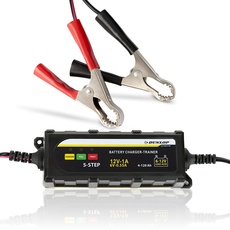 Dunlop Batterieladegerät - Tropf-Ladegerät mit LED-Anzeige - IP65 - Laden von Bleisäure-, Gel- und AGM-Batterien - Schwarz