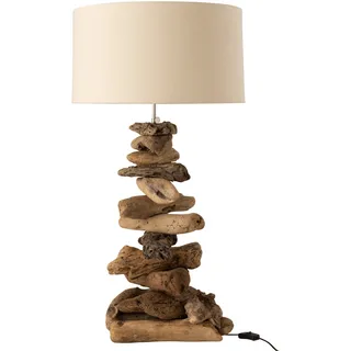 J-Line Lampe+Schirm Treibholz Naturell/Weiss Small - Transparent