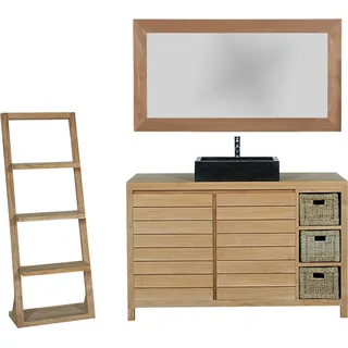 Teako Design Badmöbel Set Lomma Teakholz 4-teilig 90x150cm modern