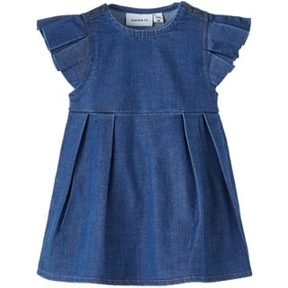 name it Baby Girls NBFDANA CS DNM Dress 2786-AS D Kleid, Medium Blue Denim, 80