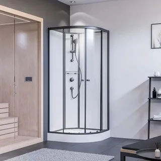 Breuer Runddusche mit Schiebetür 90 x 204 cm schwarz/Klarglas 200 cm x 90 cm