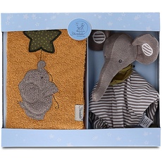 Sterntaler Baby Unisex Geschenk Set Baby Geschenk-Set Elefant, Schmusetuch & Kinderhandtuch - Baby Geschenk, Geschenkset Baby - grau