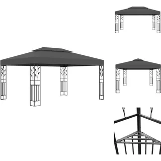 vidaXL Pavillon mit Doppeldach 3x4 m Anthrazit - Pavillons & Partyzelte - Grau