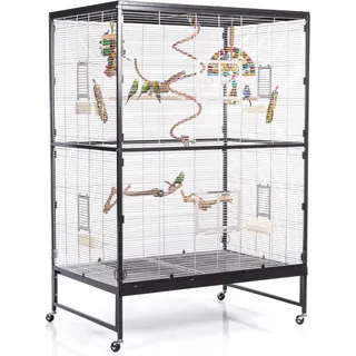 Vogelvoliere Casa 120 · Antik/Platinum mit Flachdach von Montana - Dunkelgrau