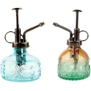 Glas sprühflasche Pflanzen gießkanne Vintage,Tangger 2PCS sprühflasche Pflanzen Vintage blumensprüher Gießkanne Dekorative Retro zerstäuber pflanzensprüher Kupfer für Pflanze Garten(Gelbgrün Blau)