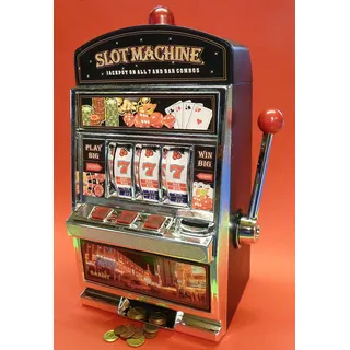 XL SLOTMACHINE Geld-Spielautomat Einarmiger Bandit Spardose Sparschwein 37x23x16cm