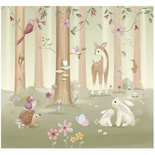 Little Dutch Fototapete Zaubergarten 280x300cm , Multicolor , Papier, Kunststoff , Tiere , Rechteckig , 300x280 cm , FSC Mix , Tapeten & Wandverkleidungen, Fototapeten