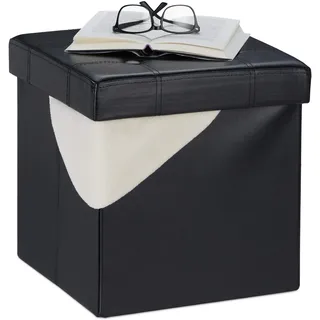 Relaxdays Sitzhocker mit Stauraum Kunstleder 37 x 38 x 37 cm Schwarz