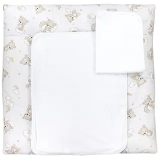 TupTam Wickelauflage mit 2 wasserfesten Frotteebezügen – weich gepolstert & hautfreundlich MAR02579, Farbe: Bären Wolken Regenbogen/Beige, Größe: 75 x 80 cm