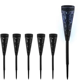 Relaxdays Solarleuchte Kunststoff H 41 cm D 7 cm 6er Set schwarz
