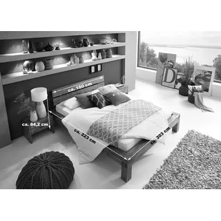 Balkenbett Massivholz 180 x 200 cm Akazie DAVID - Naturbelassen