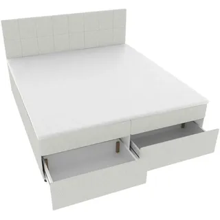 Boxxx Boxbett , Hellgrau , Textil , H3 , Höhe ca. 19 cm , 140x200 cm , Topper durchgehend, Matratze geteilt , Schlafzimmer, Betten, Boxspringbetten