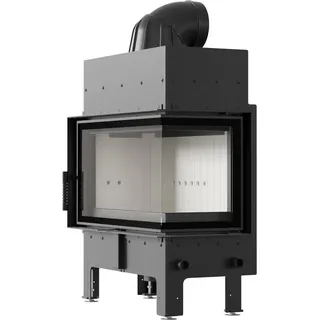 Kamineinsatz aus Stahl KRATKI FLOKI M rechts 10 kW Ø 200 - Schwarz