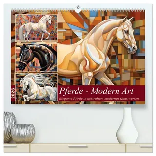Pferde - Modern Art (hochwertiger Premium Wandkalender 2026 DIN A2 quer), Kunstdruck in Hochglanz: Farbenfrohe moderne Kunst in Verbindung mit zeitloser Eleganz von Pferden (CALVENDO Tiere)