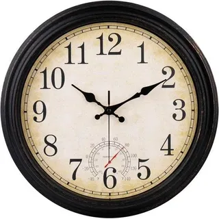Famanu Wanduhr mit Temperaturanzeige - 40 cm - Bronze - wasserdicht