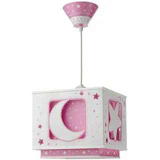 Dalber Lampe kinderzimmer, kinderlampe Pendelleuchte Hängelampe, Deckenleuchte Kinder, Deckenlampe kinderzimmer, Mond und Sterne Rosa MoonLight, 63232S, E27