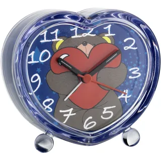 TFA Dostmann Kinderwecker analog, 60.1015.06, leises Uhrwerk, einfache Bedienung, Herzbär-Motiv, blau, (L) 102 x (B) 46 x (H) 92 mm