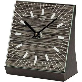 AMS 1156 Tischuhr Quarz analog anthrazit mit Glas eckig modern - Grau, Schwarz