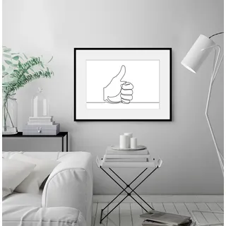 Bild QUEENCE "YES WE CAN", weiß (farbe rahmen: schwarz, farbe bild(er): weiß), B:40cm H:30cm, Acrylglas, Holz, Papier, Bilder, Bild, HD Premium Poster-Druck inkl. Holzrahmen