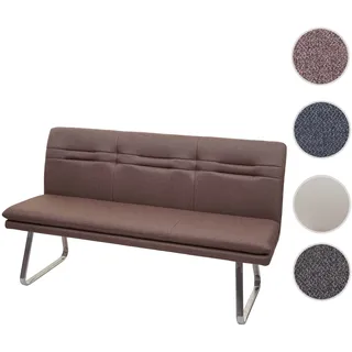 Sitzbank HWC-H70, Esszimmerbank Bank Polsterbank, Rückenlehne Stoff/Textil Edelstahl gebürstet ~ bra