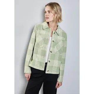 Jackenblazer STREET ONE, Damen, Gr. 40, grün (light mint grün), Web, Obermaterial: 90% Polyester, 10% Wolle, kariert, regular fit taillenbedeckt, gerader Abschluss, Blazer Jackenblazer, mit Karo Muster