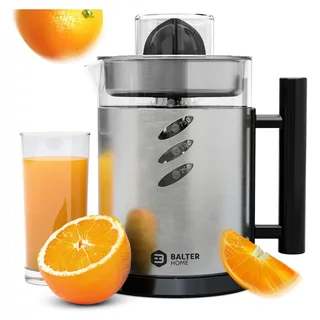 Balter ZP-03 Zitruspresse Elektrisch – Orangenpresse & Zitronenpresse – 2 Kegel - 120W, 1L Tank, - Orangen Edelstahl Zitruspresse - Silber